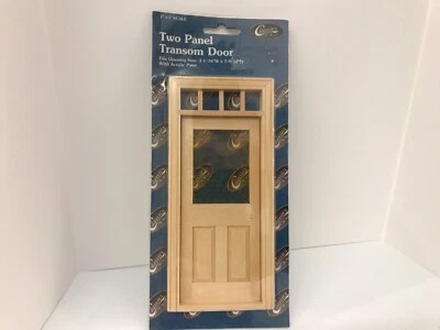Dollhouse Bare Wood Traditional Transom Door Miniature in box - Image 1 of 4