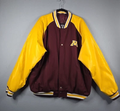 Chaqueta de cuero sintético universitaria Letterman estilo años 90 Minnesota Gophers para hombre talla XXL Foto 1 de 4