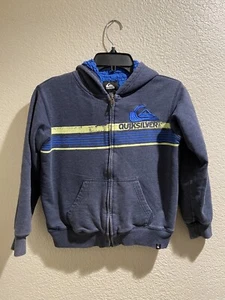 Quicksilver Full Front Zip Hoodie Sweatshirt Blue Sweater Boys Size XS 5-6 EUC - Picture 1 of 9