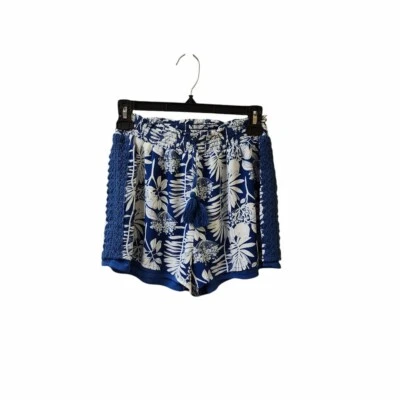 Шорты Kendall & Kylie синие белые с цветочным рисунком тропические вискозные с подкладкой средние - Изображение 1 из 4