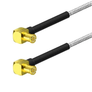 2-pack MCX to MCX Male Right Angle .086" RG405 Semi Rigid Pigtail Cable 15cm - Imagen 1 de 2