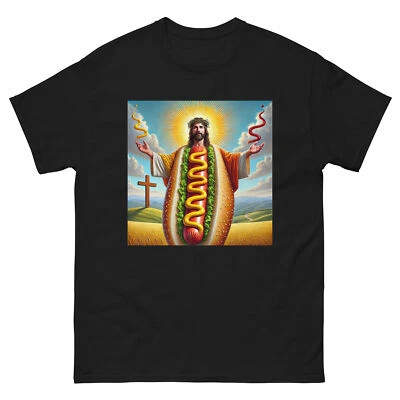 Camiseta Hot Dog Jesus | Camiseta Parodia Divertida | Regalo Gráfico Único Temático de Comida Foto 1 de 2