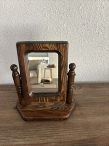 Holz drehbare Glas Tischplatte Waschtisch quadratische Form Spiegel MCM 10,5" - Bild 1 von 6