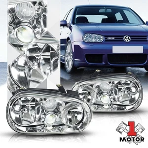 Chrome Housing Clear Lens Headlight Projector Fog Lamp for 99-06 VW Golf MK4 IV - Picture 1 of 5