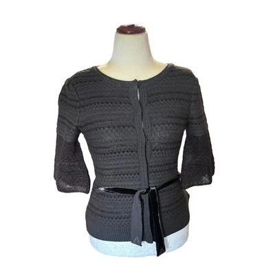 Elie Tahari 棕色羊毛短袖毛衣 - 中号 — 第 1/4 张图片