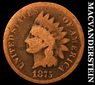 1875 Indian Head Cent - Scarce  Semi-key  Better Date  No Reserve  #F8306 - Image 1 of 2