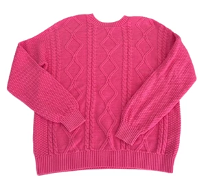 Suéter HOLLISTER Gran Tamaño Coral ROSA Tejido con Cable LS Preppy Cuello Redondo Pequeño - Imagen 1 de 6