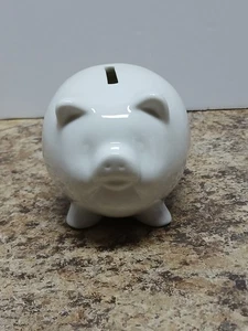 Small Plain White Ceramic Piggy Bank 4" long - Picture 1 of 6