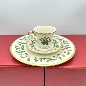 VIER Sets Lenox Holiday Dimension 3-teiliges Gedeck 24K Goldrand NEU - Bild 1 von 5