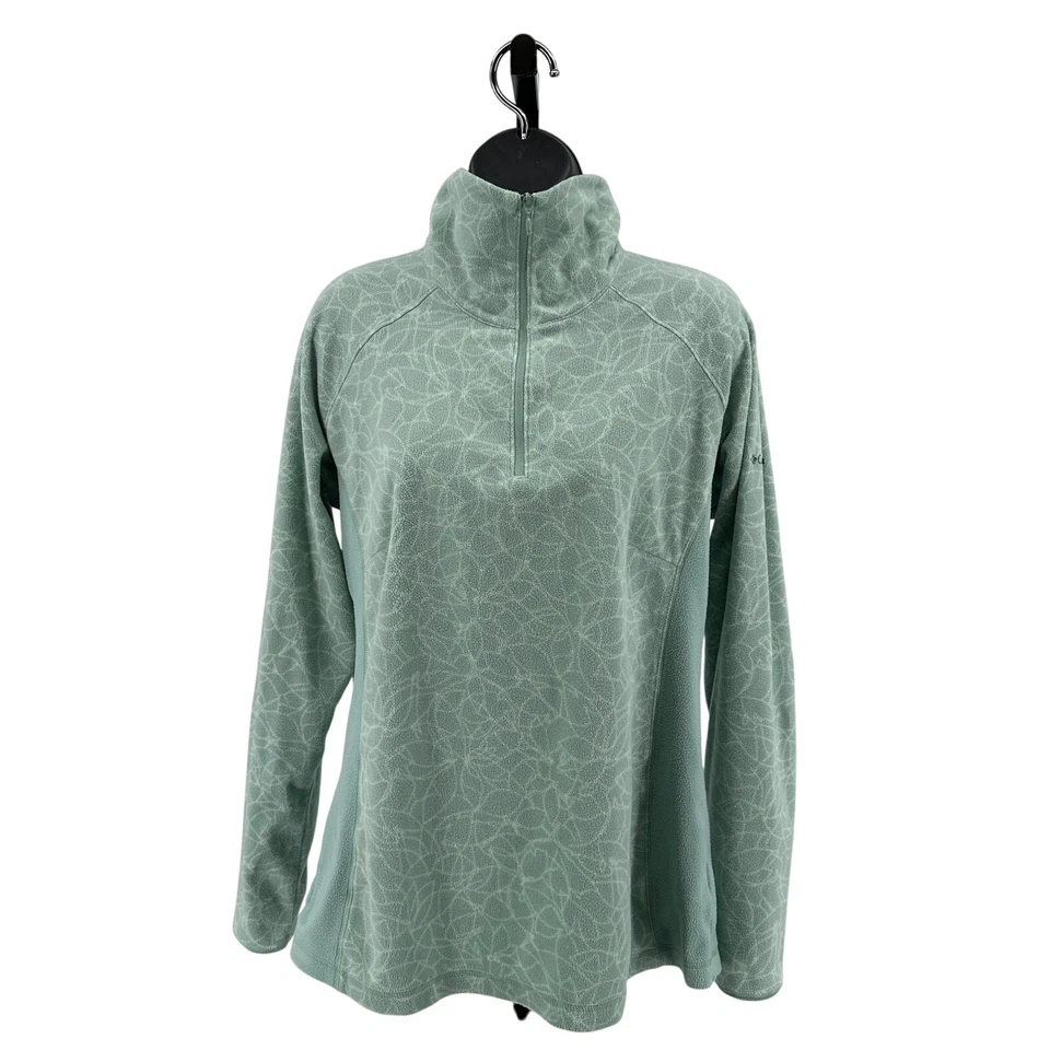 Pullover Columbia Media Cremallera WMNS L Hoja Verde/Floral Polar Manga Larga Cuello Simulado Foto 1 de 4