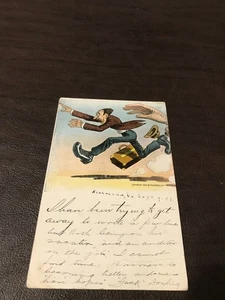 HUMOR - POSTED POSTCARD - I HAVE BEEN TRYING TO GET AWAY - DATE STAMPED 1907 - Picture 1 of 2
