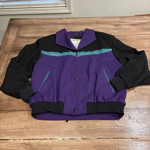VTG Pioneer Wear Jacket Women's Large Southwestern Aztec Wool Bomber Full Snap - Picture 1 of 15