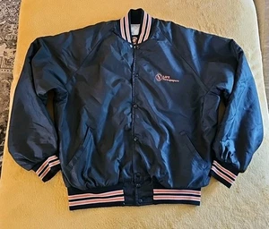 Giacca bomber ArtFlo taglia XXL Life News nero arancione USA chiusura a scatto vintage anni 80 - Foto 1 di 10