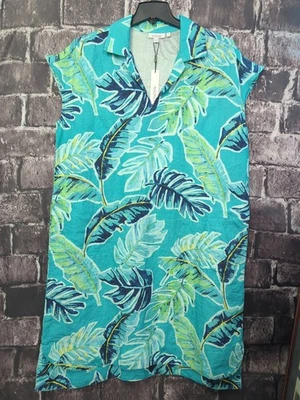 Chico's размер 2 (США: L) 100% льняной Shift платье без рукавов многоцветный цветочный новый с Ярлыками! - Изображение 1 из 4