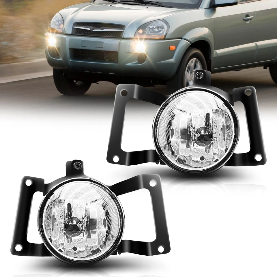 Par de luces antiniebla para parachoques delanteras lentes transparentes para Hyundai Tucson 2005-2009 Foto 1 de 4