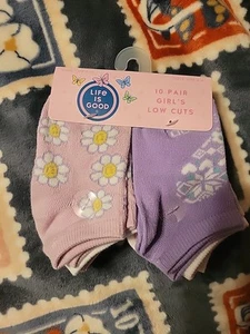 LIFE IS GOOD - 10 Pair Little Girl's Socks - Sock Size 4-6 NEW! - Picture 1 of 3
