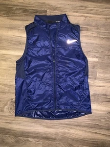 Nike Running Men's Polyfill Full Zip Vest - Dark Blue Sz L 689475-010 - Picture 1 of 9