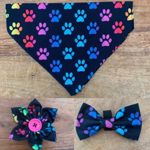 Zampa Arcobaleno - Bandana per Cani Stampa - Scivolo su Collare, Fiore, Fiocco Cravatte, Personalizzata - Foto 1 di 8