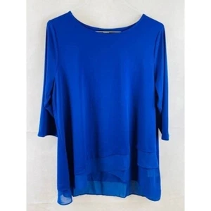 Alfani 3/4 Sleeve Scoop Neck Royal Blue Blouse - Picture 1 of 6