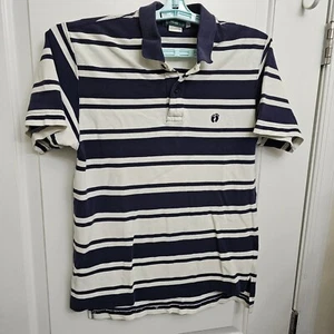 Vintage Hang Ten Polo Shirt Youth L Blue and White Striped 90s Retro Cotton - Picture 1 of 8