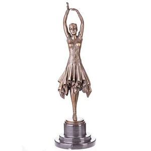 Bronzefigur Skulptur Tänzerin Frau nach D.H Chiparus Bronze Statue im Antik Stil - Bild 1 von 3