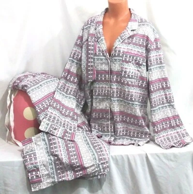Victorias Secret DREAMER 3 PC Flannel Pajama Set W/MASK  Pajamas NWT L - Imagem 1 de 4