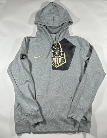 Nike Purdue University Boilermakers Gray Hoodie Sweatshirt Neck Gaiter Men’s XL Cover
