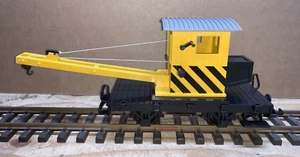 LGB 40043 YELLOW CRANE CAR WITH ORIGINAL BOX, G SCALE - Picture 1 of 18