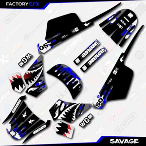 Gray & Blue Savage Racing Graphics kit fits Yamaha PW50 PW 50 All Years Custom - Picture 1 of 2