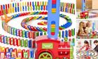  Domino Train Toys, 217PCS Automatic Domino Train Fun Toys with Red, 217pcs