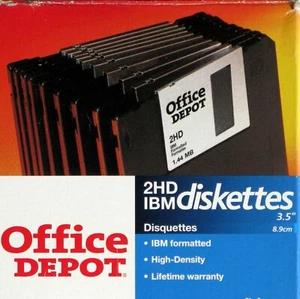 👀 10 Office Depot 3-1/2” Floppy Disks, Formatted/ 1.44 MB, With Labels 💿 🆗 ✅ - Photo 1/2
