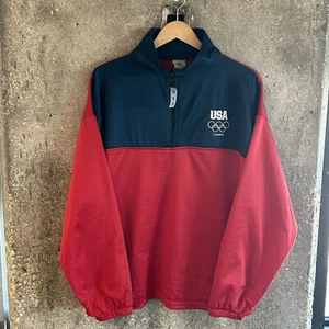 USA London Olympics Pullover Mens XL Fleece Lined 1/4 Zip Jacket Sweatshirt - Picture 1 of 4