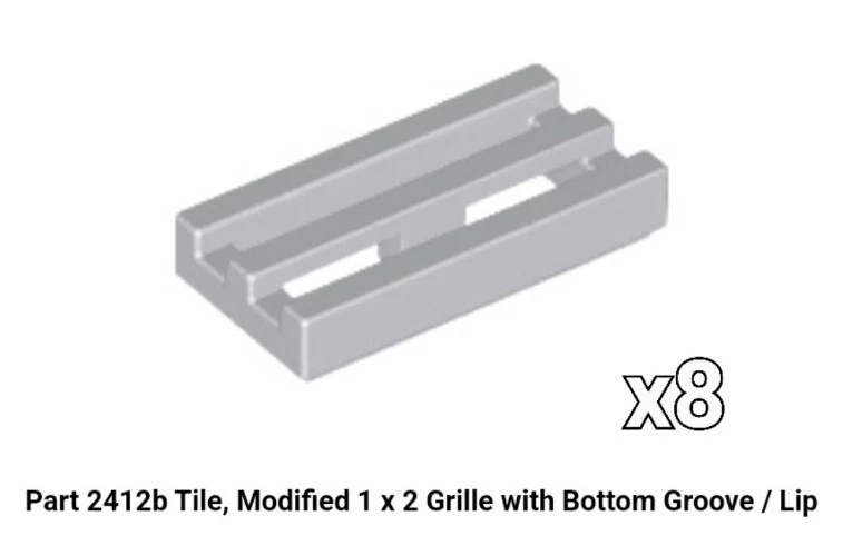 2412b LEGO NEW Tile Modified 1 x 2 Grille w/ Bottom Groove Light Bluish Gray x8 - Image 1 of 1
