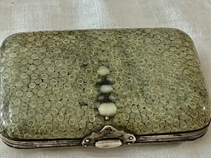 UNIQUE ! VICTORIAN SHAGREEN and STERLING SILVER CARD HOLDER.c1920 - Picture 1 of 6