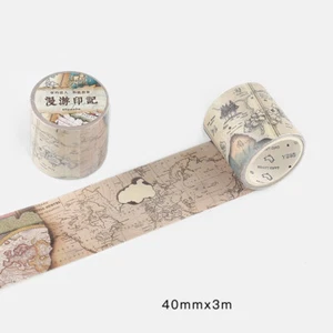 Old Newspaper Map Washi Masking Tape Junk Journal Album Diy Scrapbooking Sticker - Picture 1 of 13
