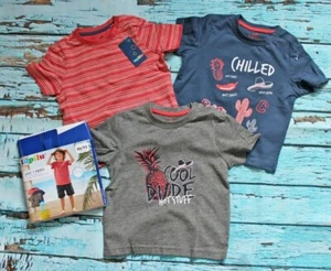 Lupilu Boys 3x T-shirt Tees Set of Tops Crew Cotton Viscose NEW 12-24 Months - Picture 1 of 3