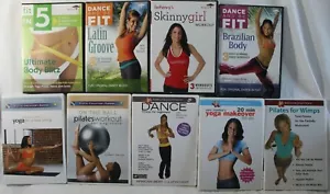 9 workout DVD lot Pilates dance and be fit yoga Brazilian Body Latin Grove ball - Imagen 1 de 10