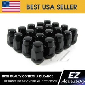 Lug Nuts Bulge Acorn 1/2" Nut 20 Pc For Ford Mustang Black 13/16" (21mm) Hex - Picture 1 of 4