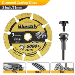 Disco da Taglio in Metallo Diamantato 3 Pollici per Smerigliatrice Angolare Ruota Taglio Armatura Acciaio Ferro - Foto 1 di 7