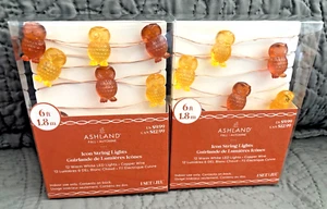 New 2 X Pks Ashland Mini LED 6 Ft. Crafting Lights - Owls - Yellow & Brown - Picture 1 of 6