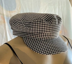 Vintage 1960's Mod Inspired Herringbone Hat/Cap in Black and White Size 7 1/2 - Picture 1 of 7