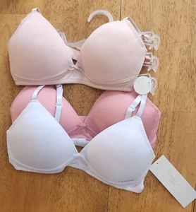 NWT Tahari Girl 3 pack Pink, Darker Pink & White Padded Bras Size 34A - Picture 1 of 2
