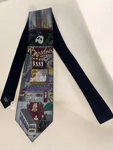 Charles Fazzino Men's New York Broadway Hand Painted 100% Silk Handmade Tie - Picture 1 of 3