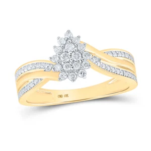 10kt Yellow Gold Womens Round Diamond Teardrop Cluster Ring 1/5 Cttw - Picture 1 of 1