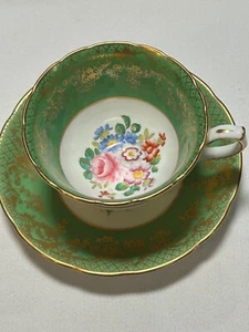 RARE HAMMERSLEY FLORAL BOUQUET CENTER w GOLD FILIGREE ENGLAND TEA CUP & SAUCER - Picture 1 of 10
