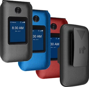 Grid Case Hard Shell Cover + Belt Clip Holster for ZTE Cymbal 2, Telstra Flip 3 - Picture 1 of 17