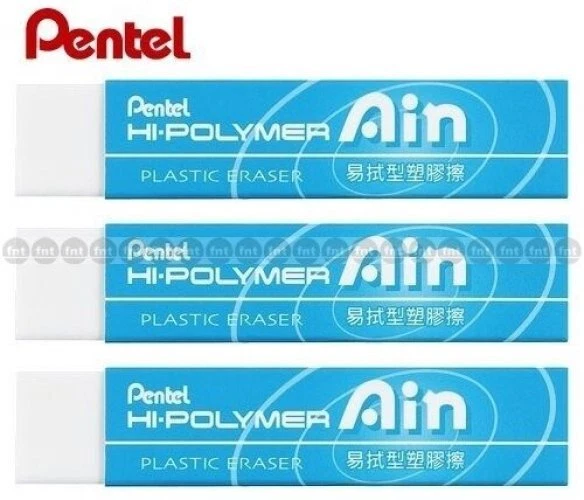Borracha de plástico PENTEL AIN Hi-Polymer (65x13.6x13.6mm) x 3 peças - Azul ZETL07 - Imagem 1 de 1
