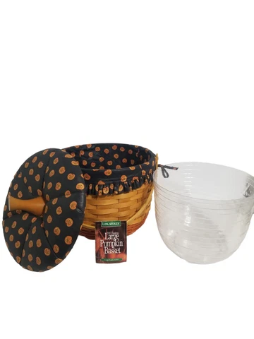 Longaberger 1997 Hostess LARGE Pumpkin Basket Liner Insert Jack- O-Lantern 65536 Cover