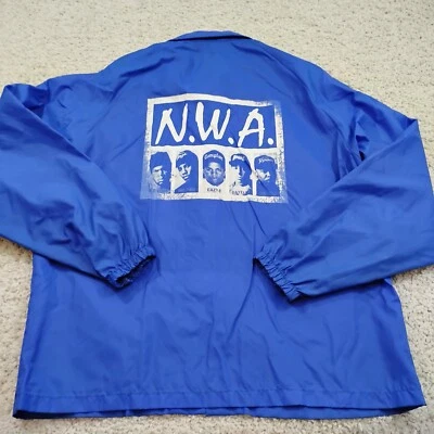 Chaqueta de Colección NWA Para Hombres Grande Azul Cortavientos Snap Swingster Rap Hiphop EE. UU. Años 90 Foto 1 de 4