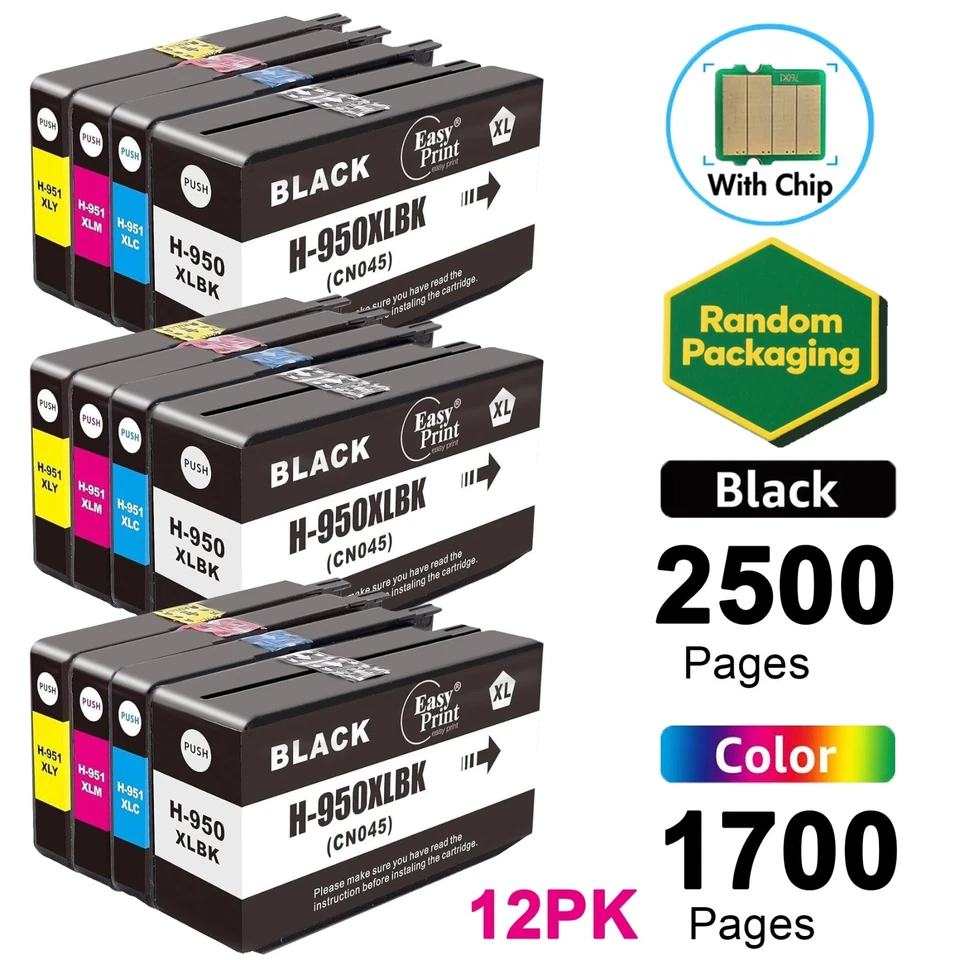 Cartuchos de tinta 12PK 950XL 951XL para HP Officejet Pro 8600 8610 8620 8100 8630 Foto 1 de 4